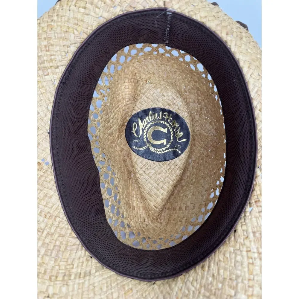 Charlie 1 Horse Hat Cowboy Wild Horse M Beige Straw Vented Wide Brim Western